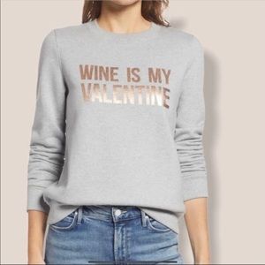 Nordstrom Halogen “wine is my valentine” rose gold metallic sweatshirt small